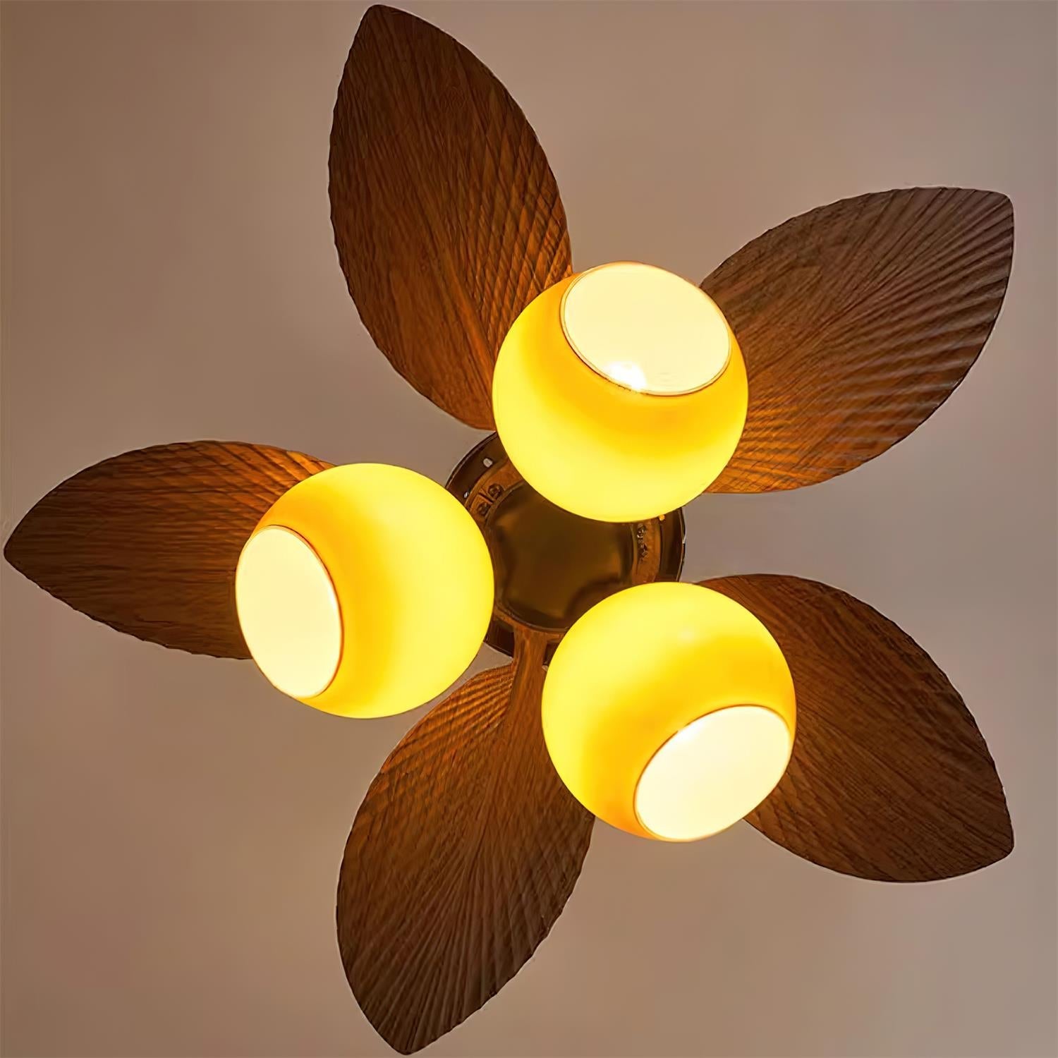Deckenventilator mit Licht Palmblatt, LED Ventilator Leise Fernbedienung Ø75 cm