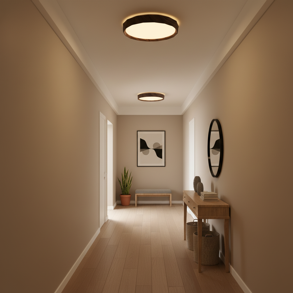 Wabi-Sabi Deckenleuchte Walnuss, Metall Acryl, LED Warmweiß 3000K