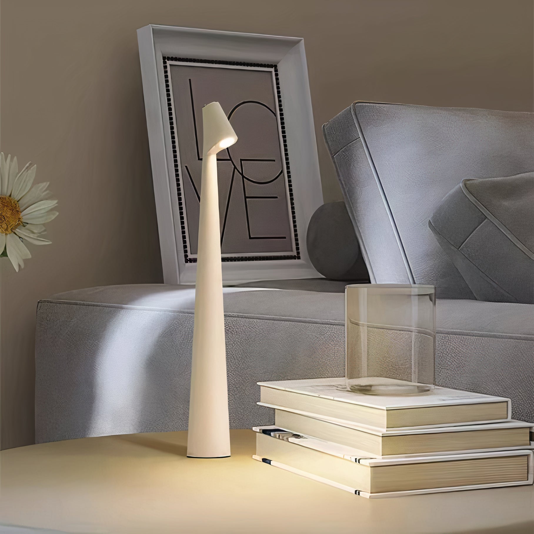 Kabellose LED Tischlampe mit Akku, Dimmbar, Holz Design, USB-C
