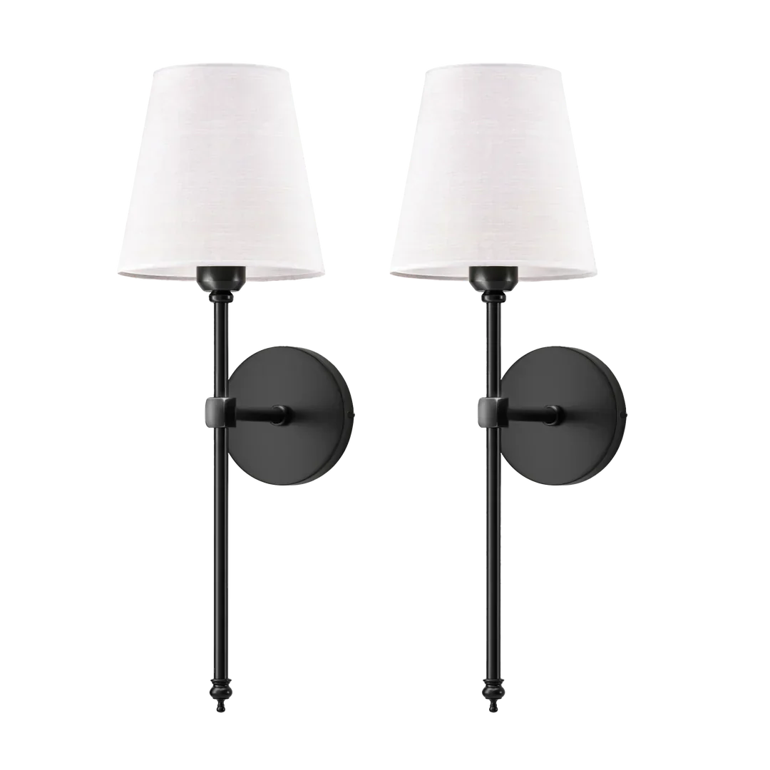 Kabellose Wandlampe mit Akku, E27, Fernbedienung, Stoffschirm
