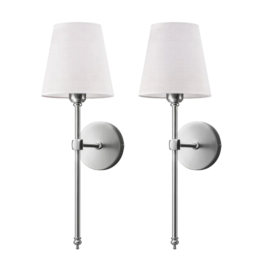 Kabellose Wandlampe mit Akku, E27, Fernbedienung, Stoffschirm