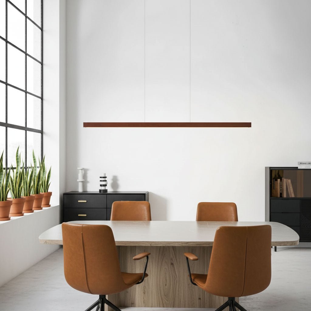LED Pendelleuchte Holz länglich, Moderne Hängelampe Esszimmer