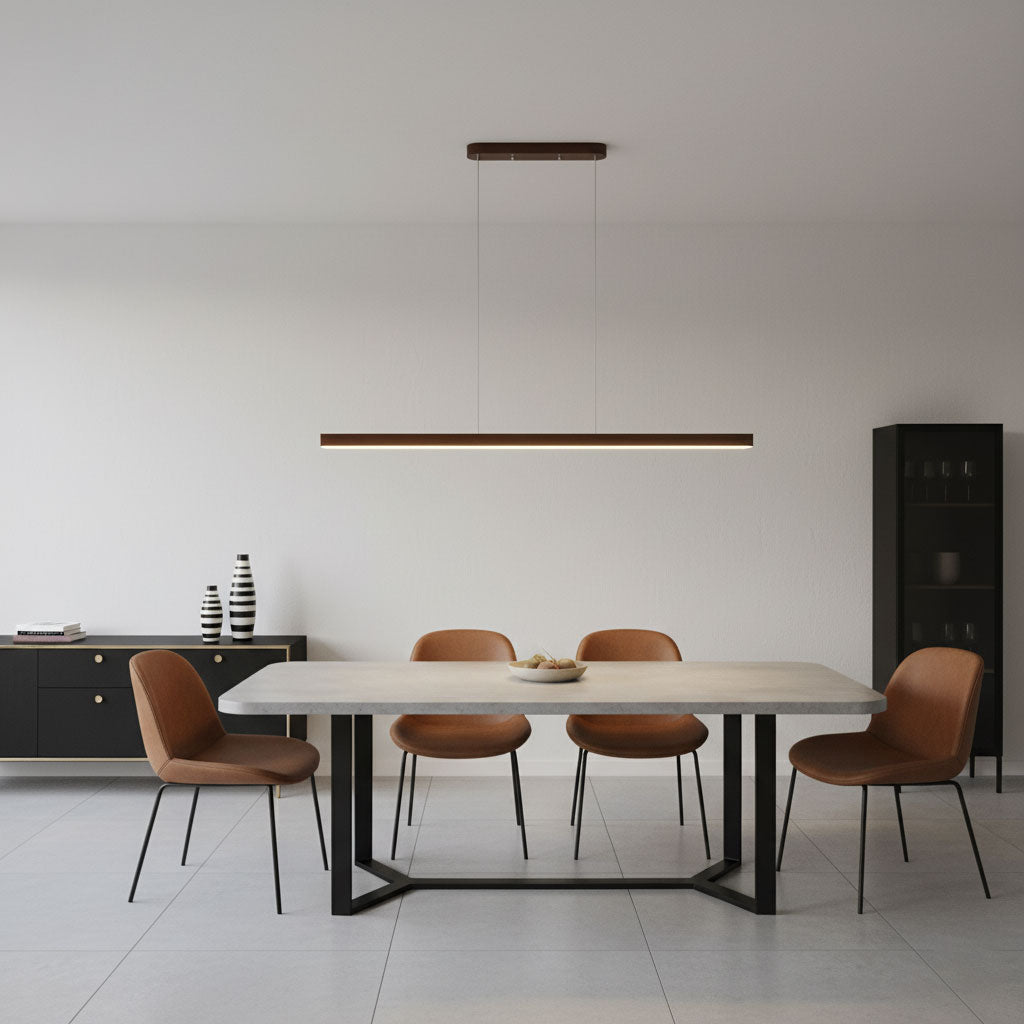LED Pendelleuchte Holz länglich, Moderne Hängelampe Esszimmer