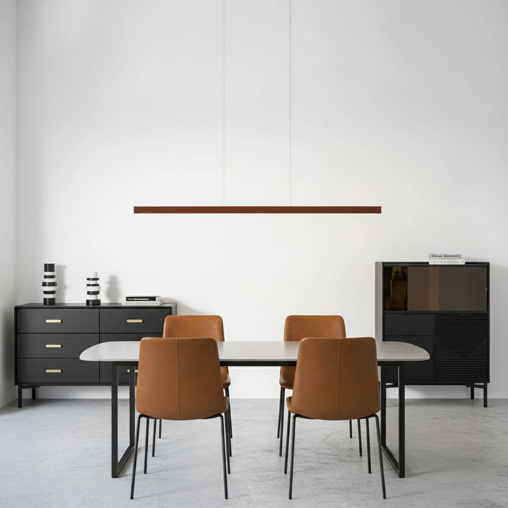 LED Pendelleuchte Holz länglich, Moderne Hängelampe Esszimmer
