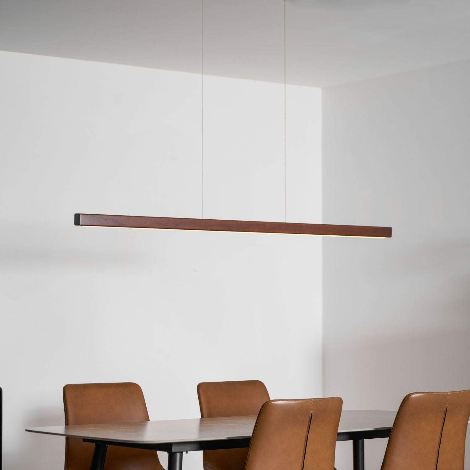 LED Pendelleuchte Holz länglich, Moderne Hängelampe Esszimmer