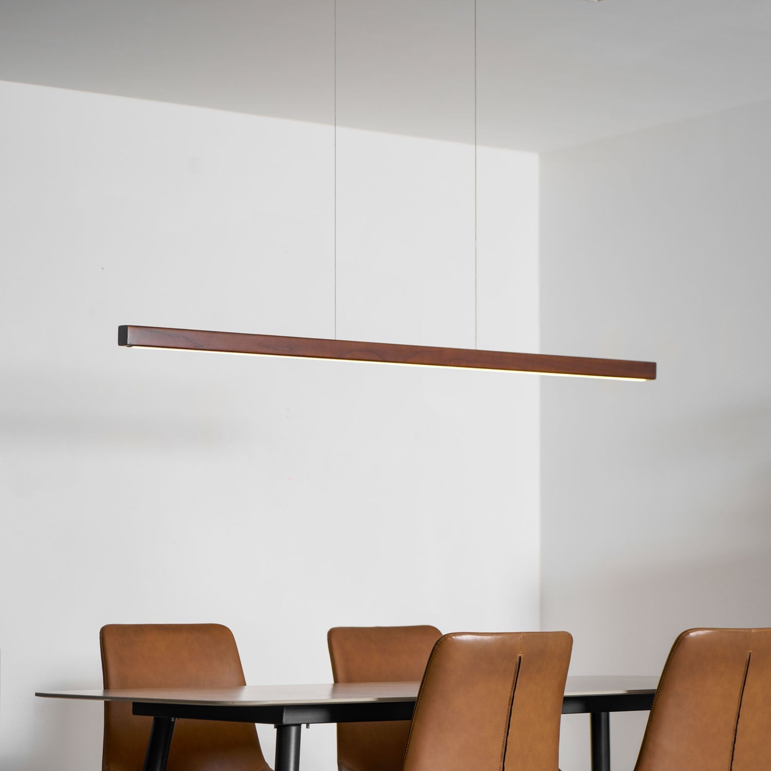LED Pendelleuchte Holz länglich, Moderne Hängelampe Esszimmer