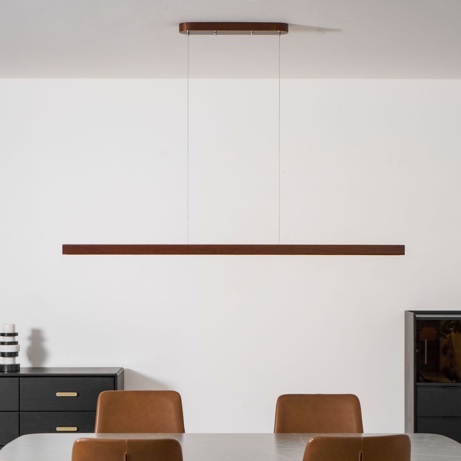 LED Pendelleuchte Holz länglich, Moderne Hängelampe Esszimmer