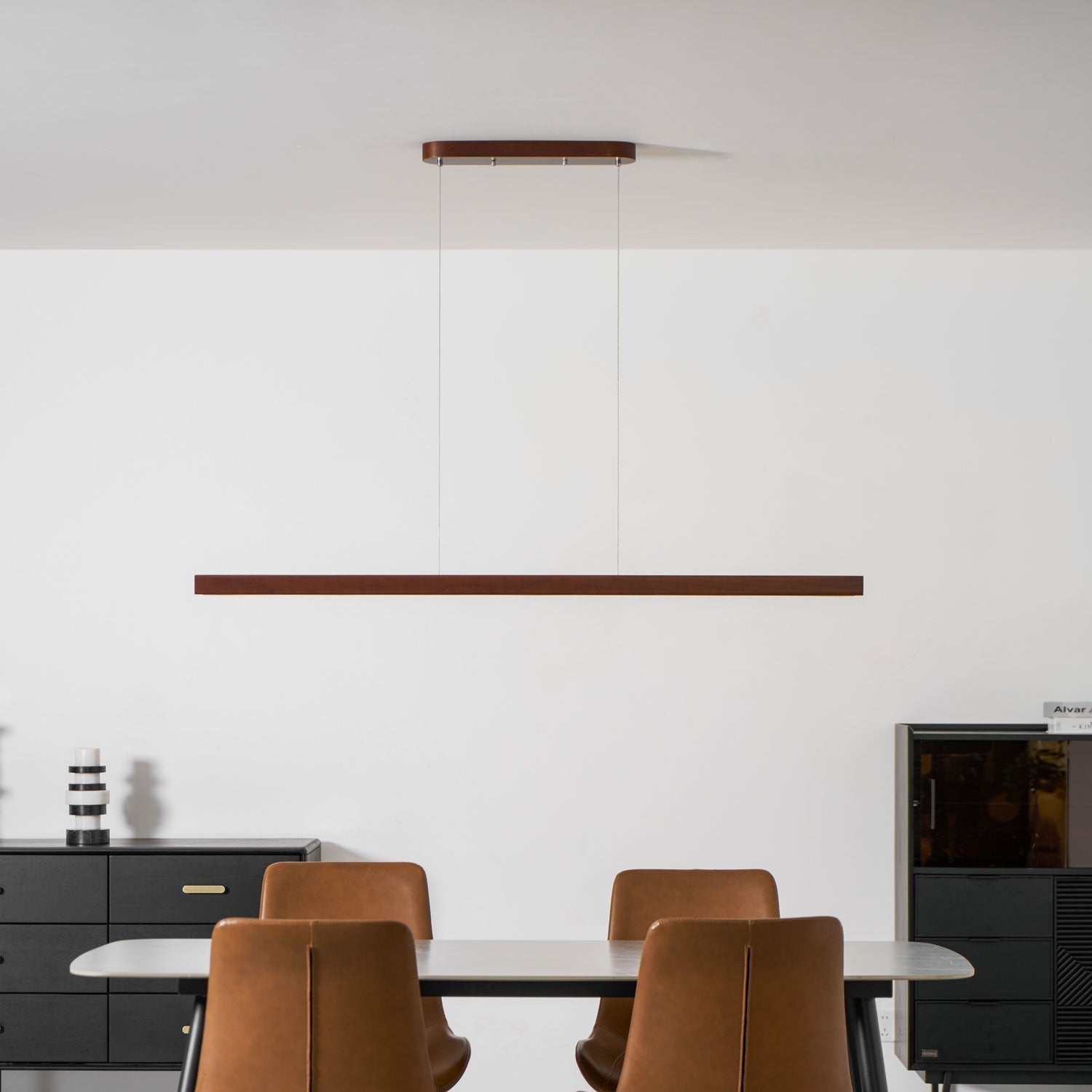 LED Pendelleuchte Holz länglich, Moderne Hängelampe Esszimmer