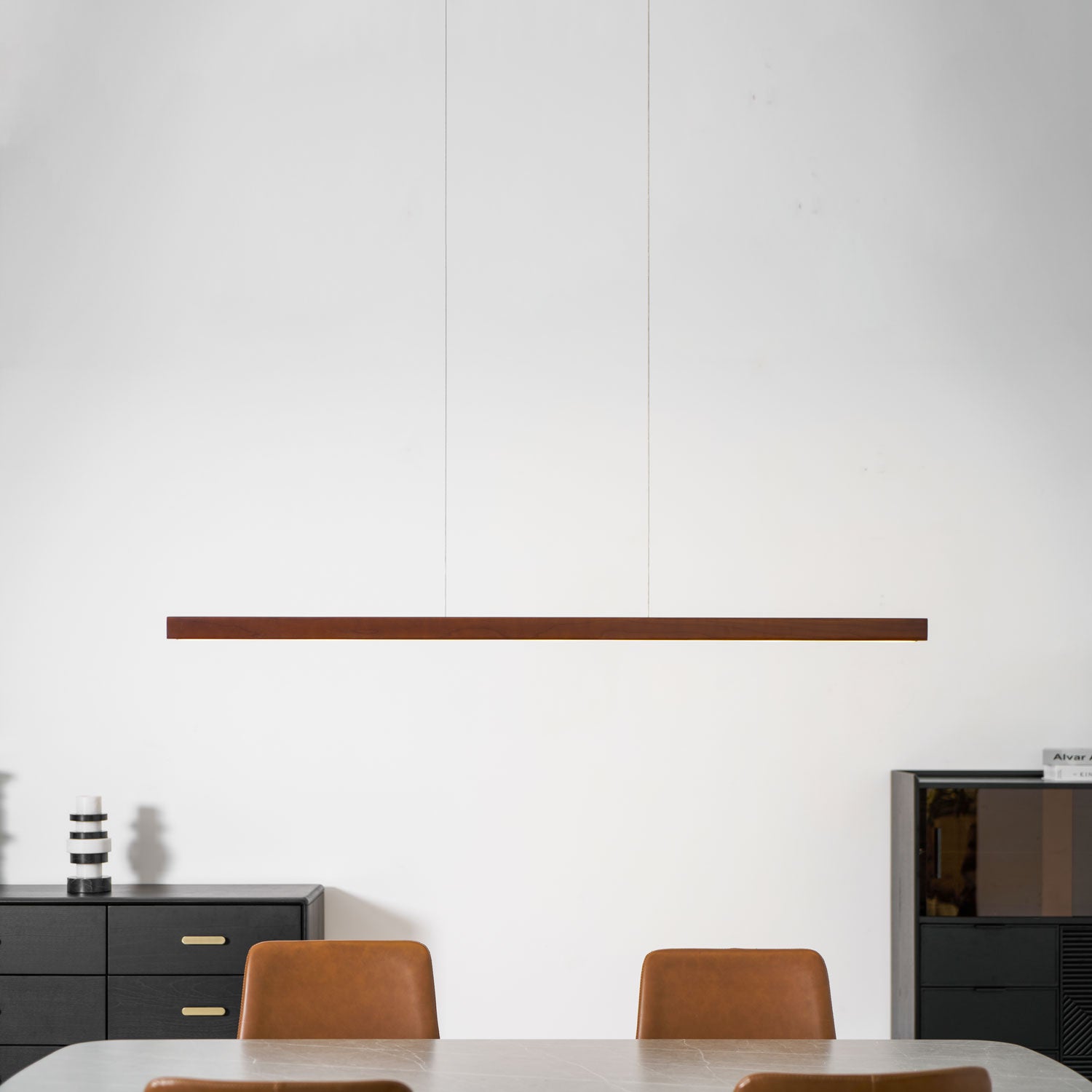 LED Pendelleuchte Holz länglich, Moderne Hängelampe Esszimmer