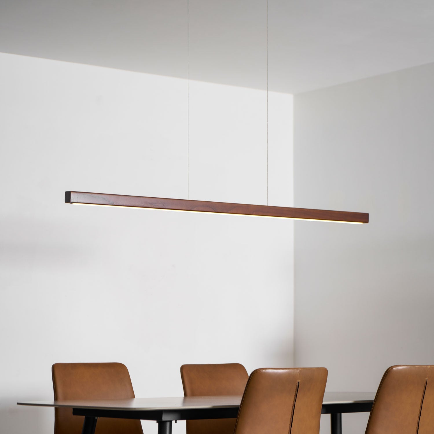 LED Pendelleuchte Holz länglich, Moderne Hängelampe Esszimmer