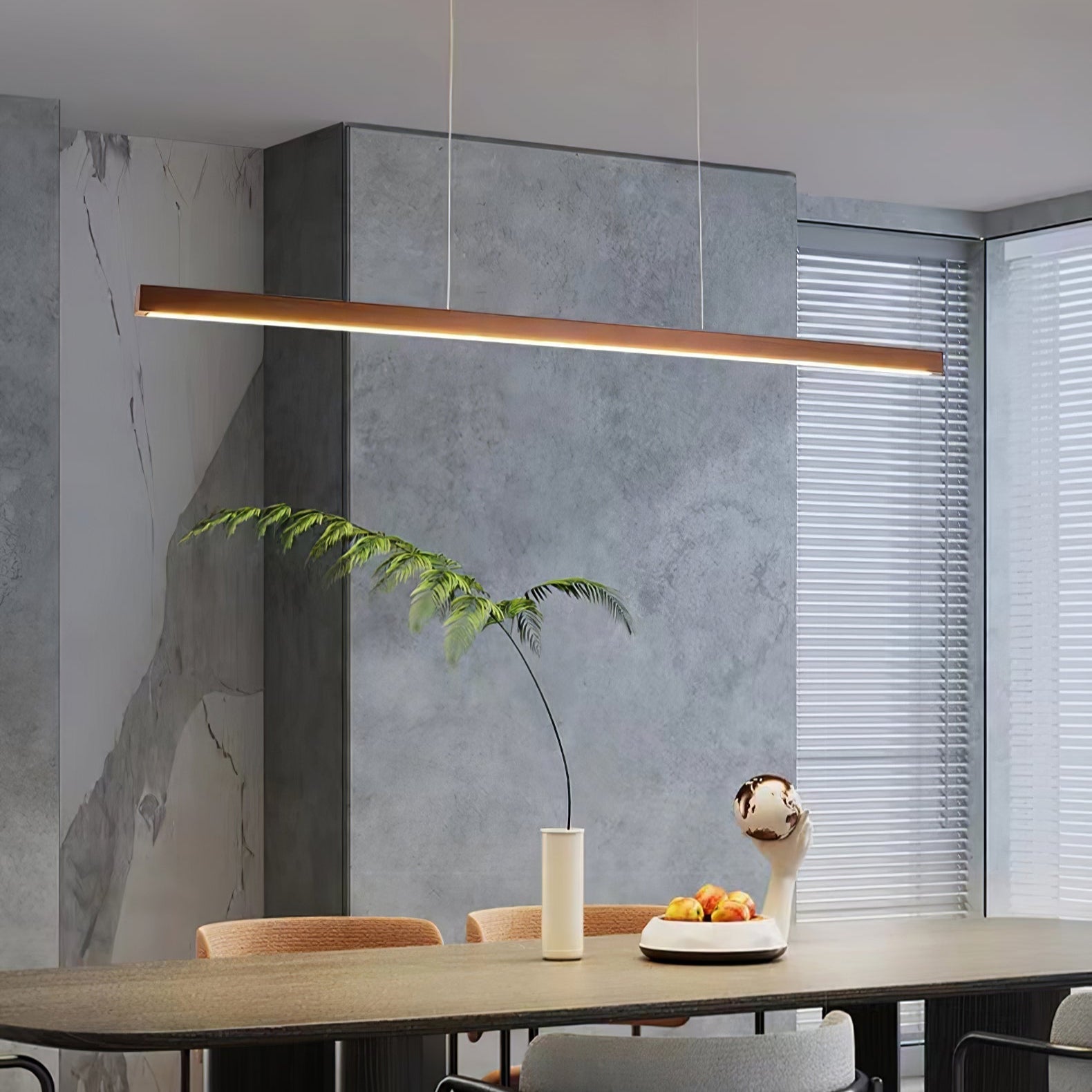 LED Pendelleuchte Holz länglich, Moderne Hängelampe Esszimmer