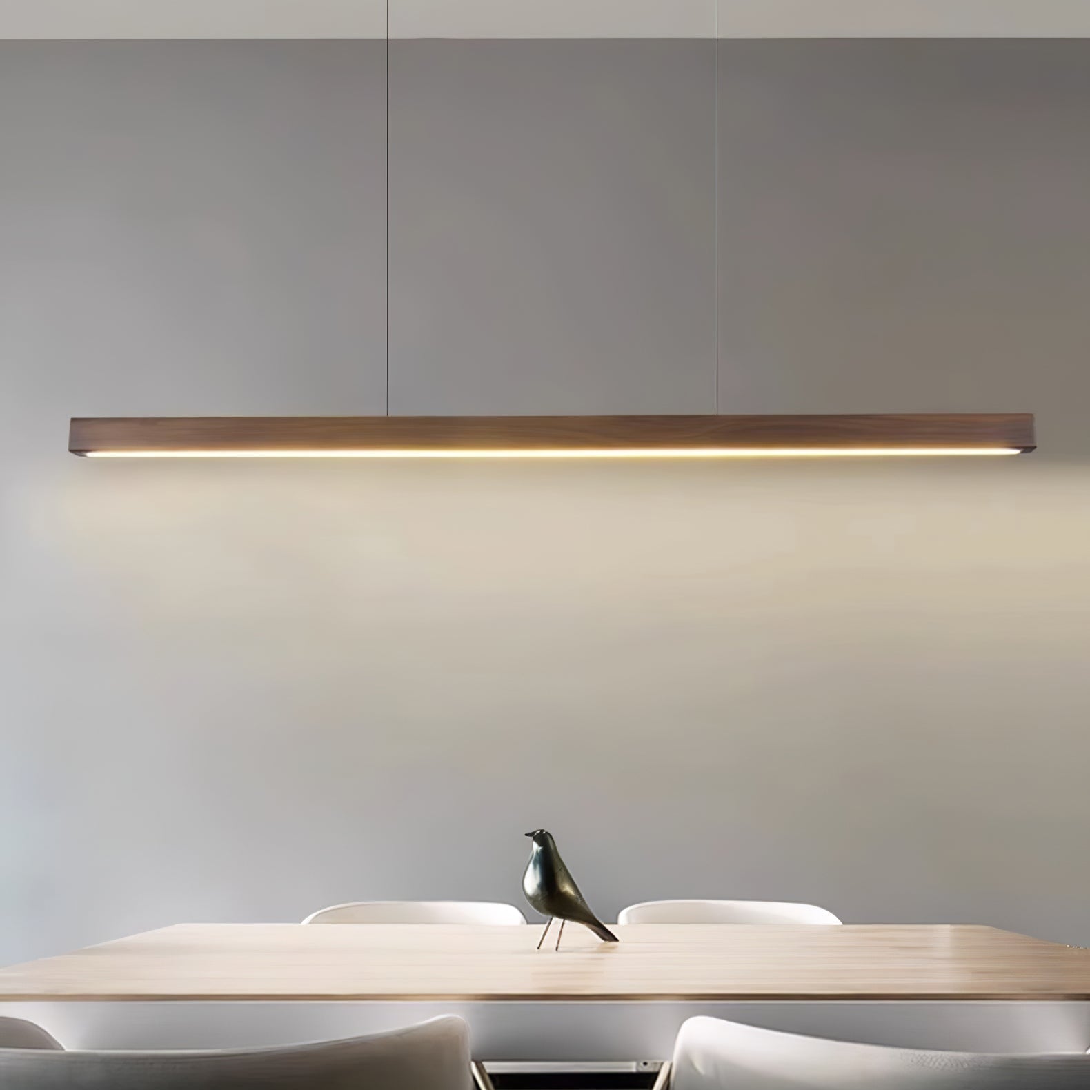 LED Pendelleuchte Holz länglich, Moderne Hängelampe Esszimmer