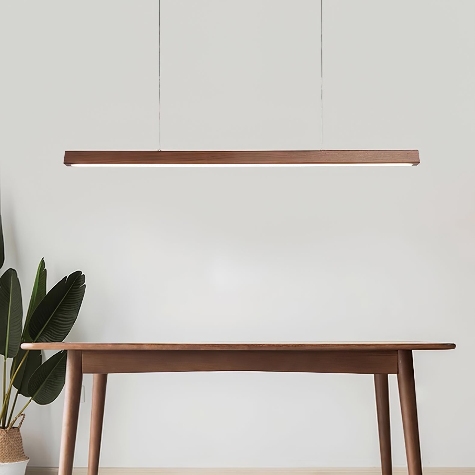 LED Pendelleuchte Holz länglich, Moderne Hängelampe Esszimmer