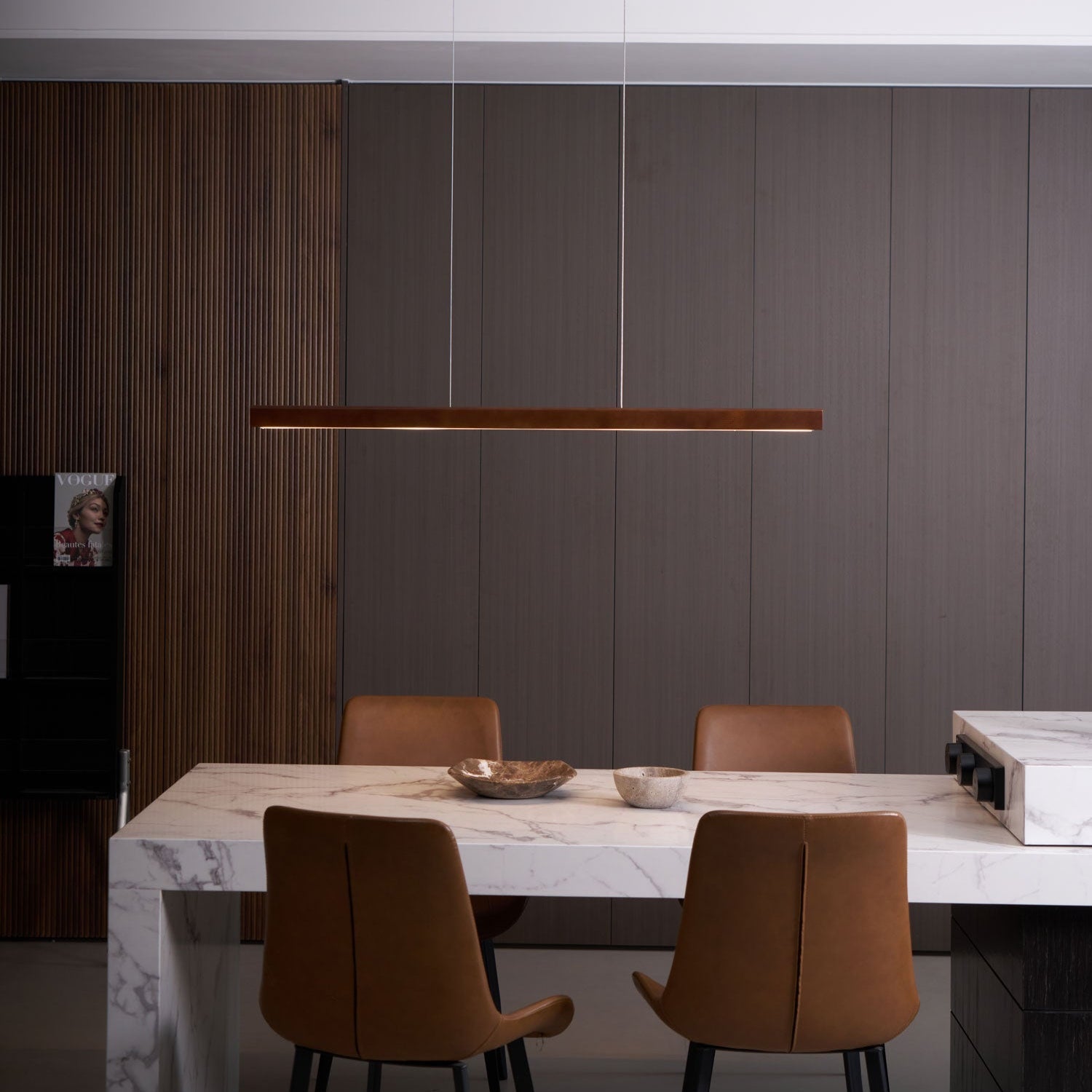 LED Pendelleuchte Holz länglich, Moderne Hängelampe Esszimmer