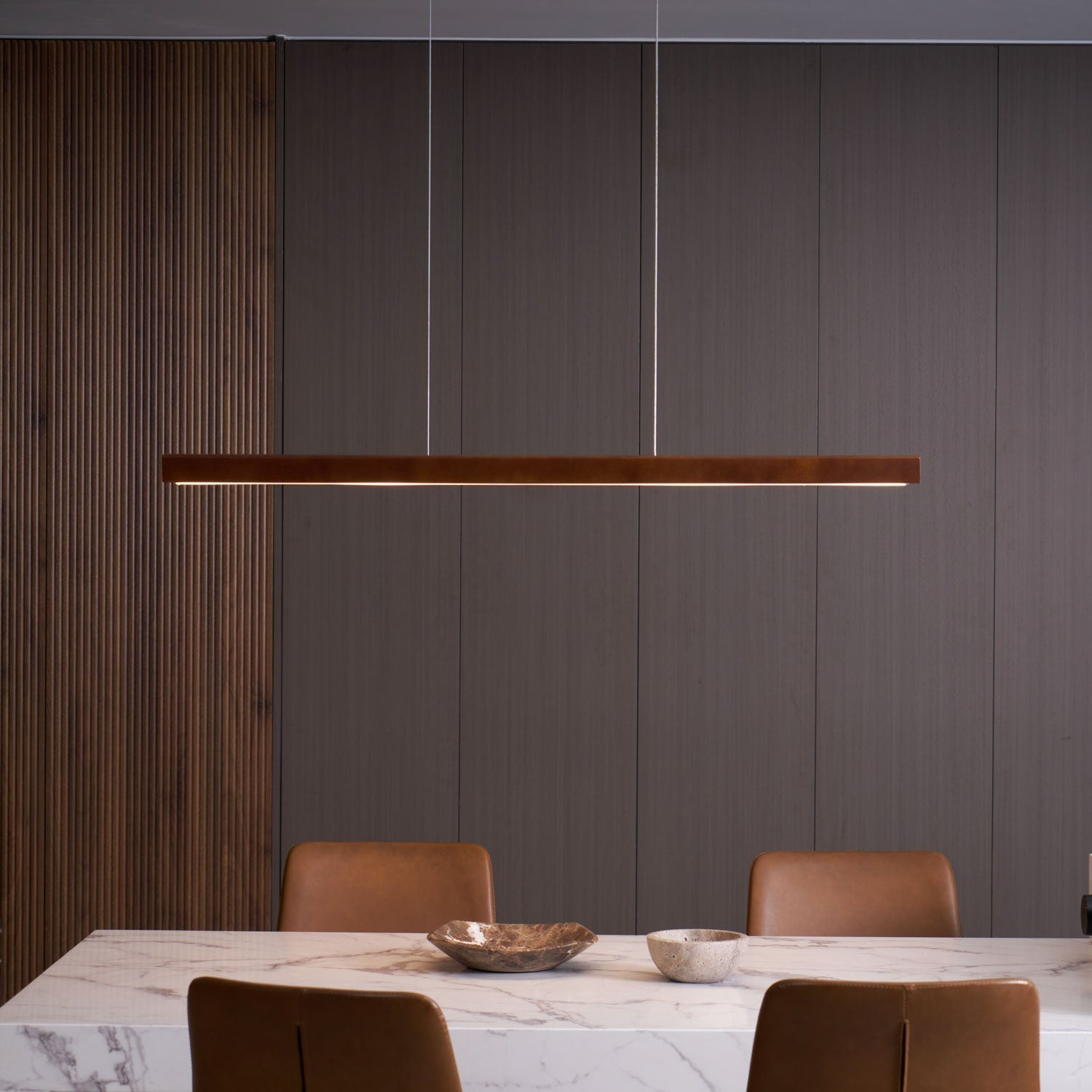 LED Pendelleuchte Holz länglich, Moderne Hängelampe Esszimmer