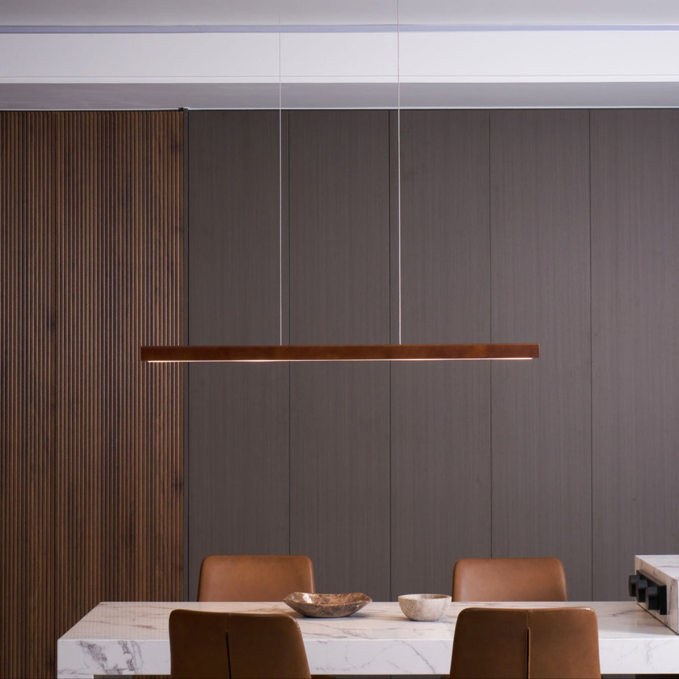 LED Pendelleuchte Holz länglich, Moderne Hängelampe Esszimmer