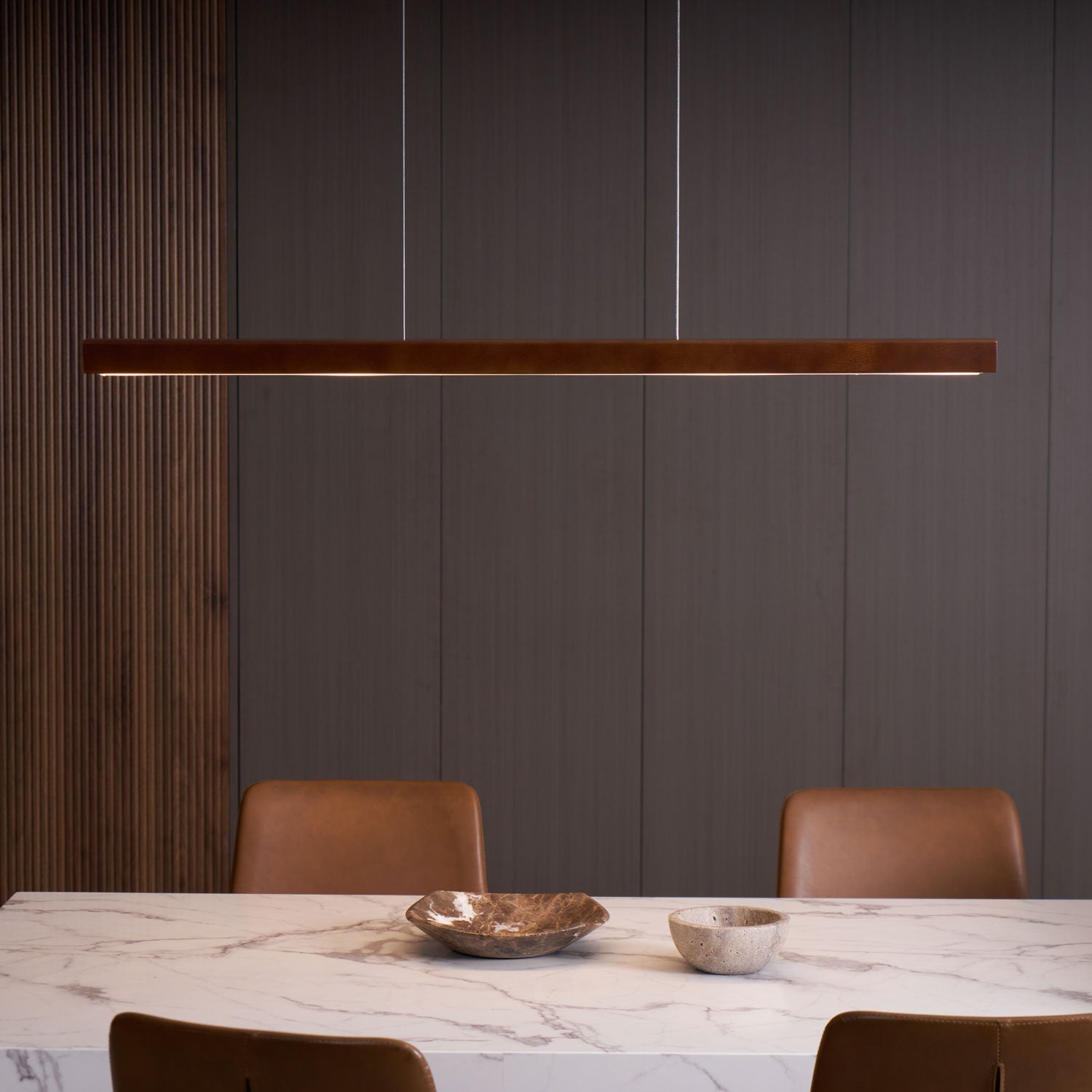 LED Pendelleuchte Holz länglich, Moderne Hängelampe Esszimmer