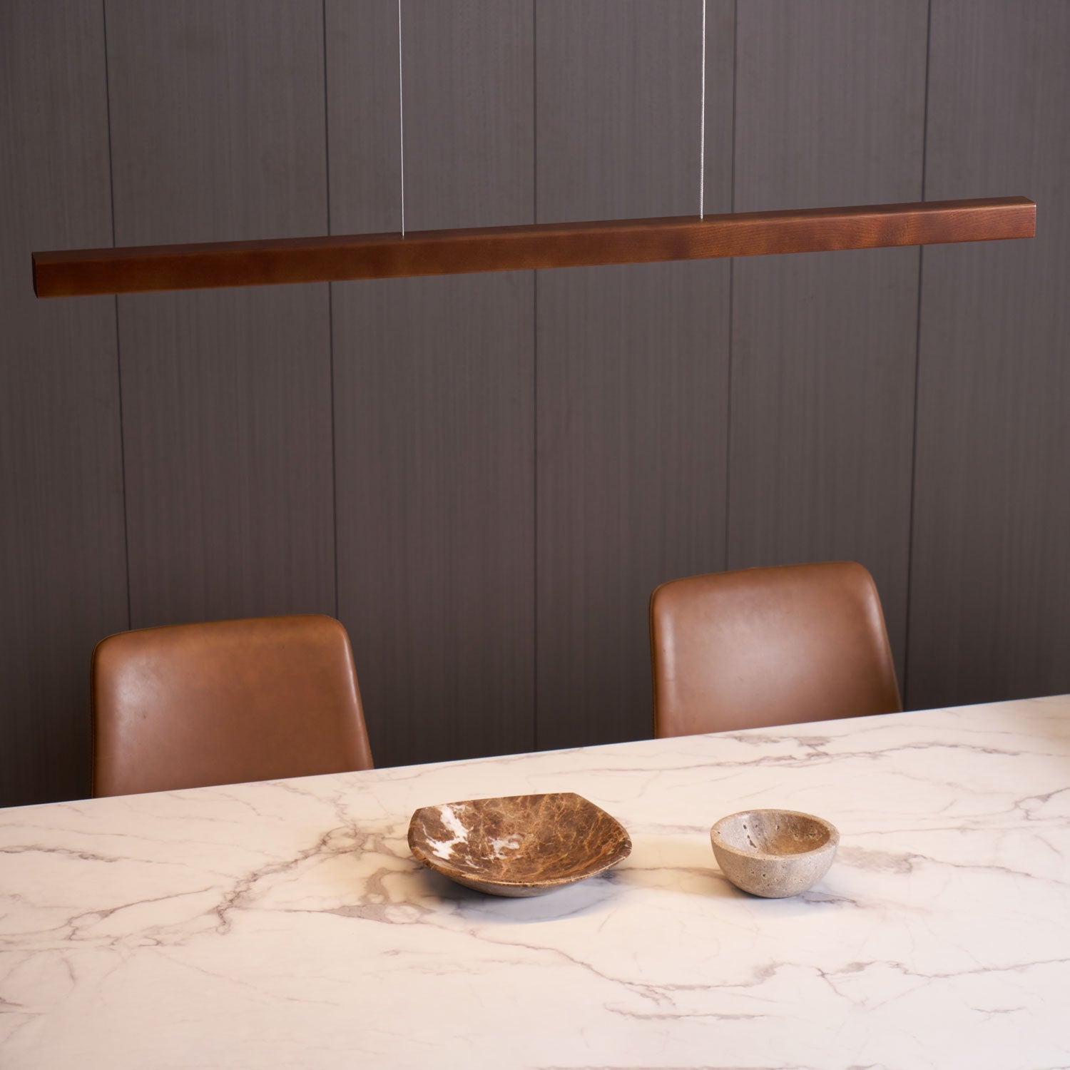 LED Pendelleuchte Holz länglich, Moderne Hängelampe Esszimmer