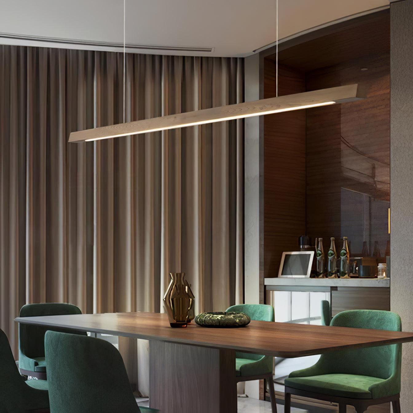 LED Pendelleuchte Holz länglich, Moderne Hängelampe Esszimmer