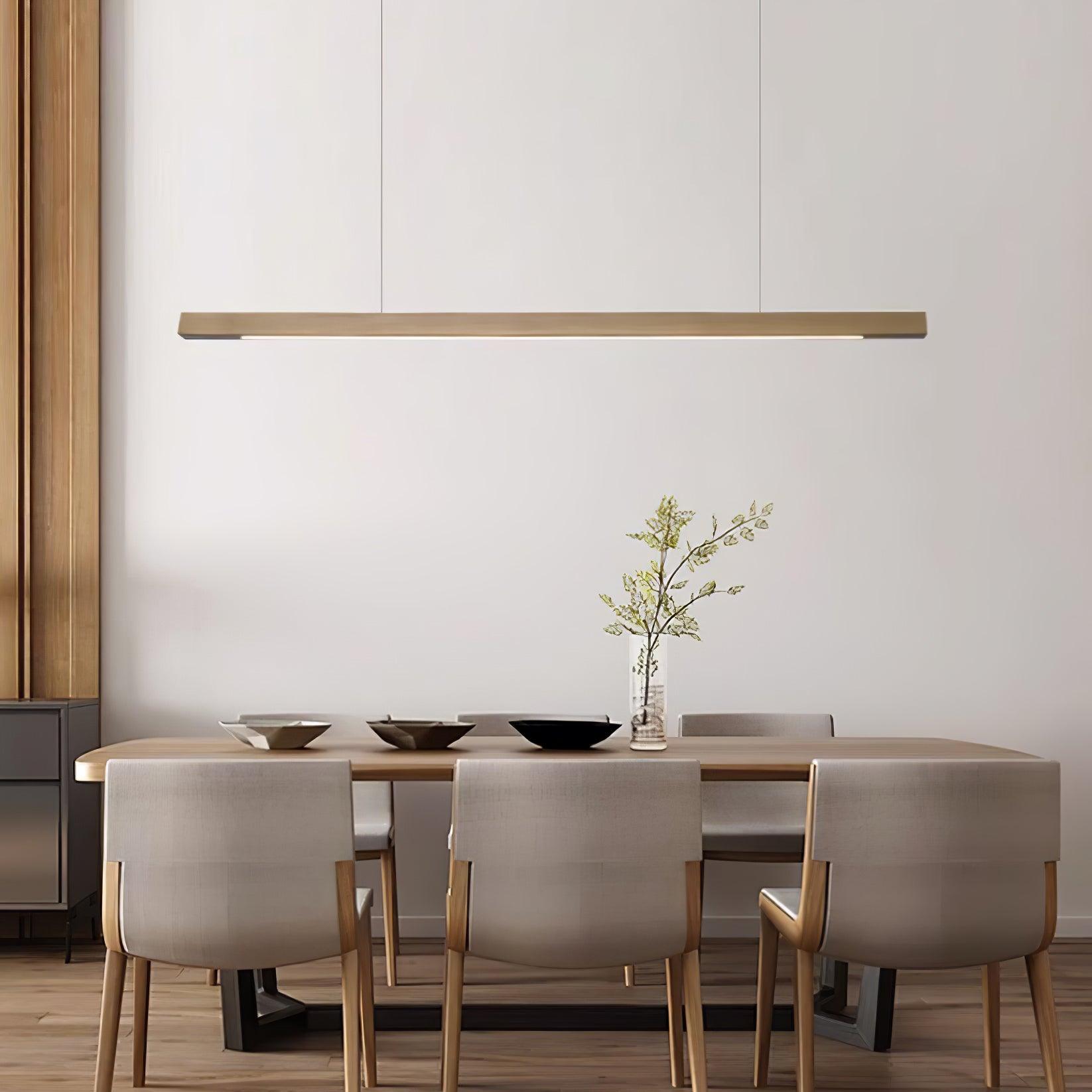 LED Pendelleuchte Holz länglich, Moderne Hängelampe Esszimmer