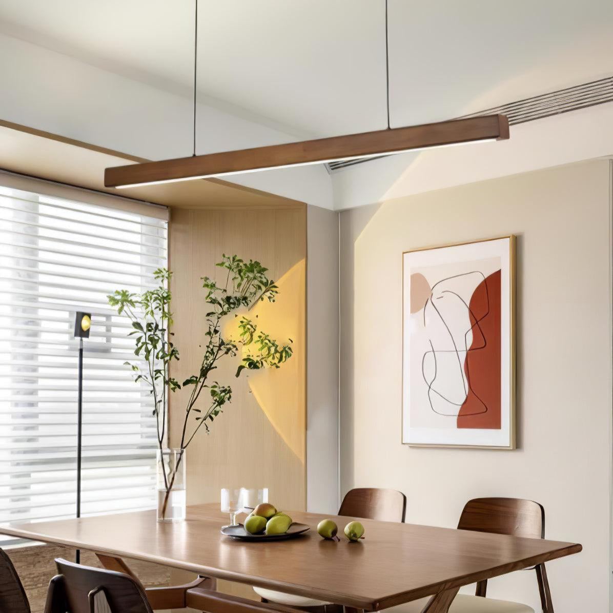 LED Pendelleuchte Holz länglich, Moderne Hängelampe Esszimmer