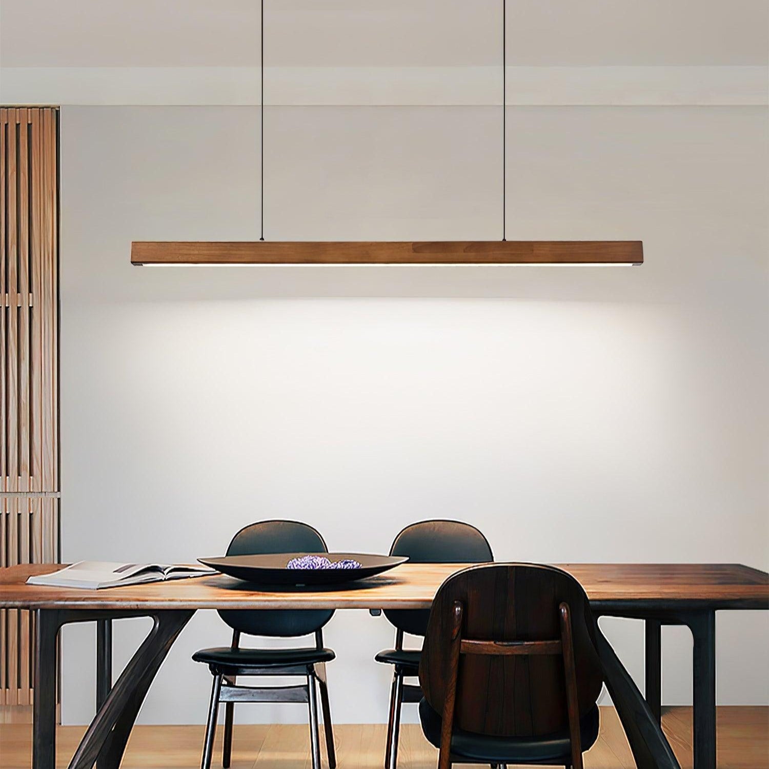 LED Pendelleuchte Holz länglich, Moderne Hängelampe Esszimmer