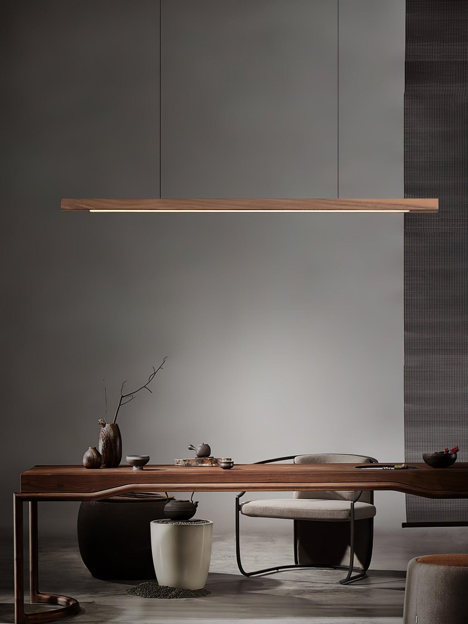 LED Pendelleuchte Holz länglich, Moderne Hängelampe Esszimmer