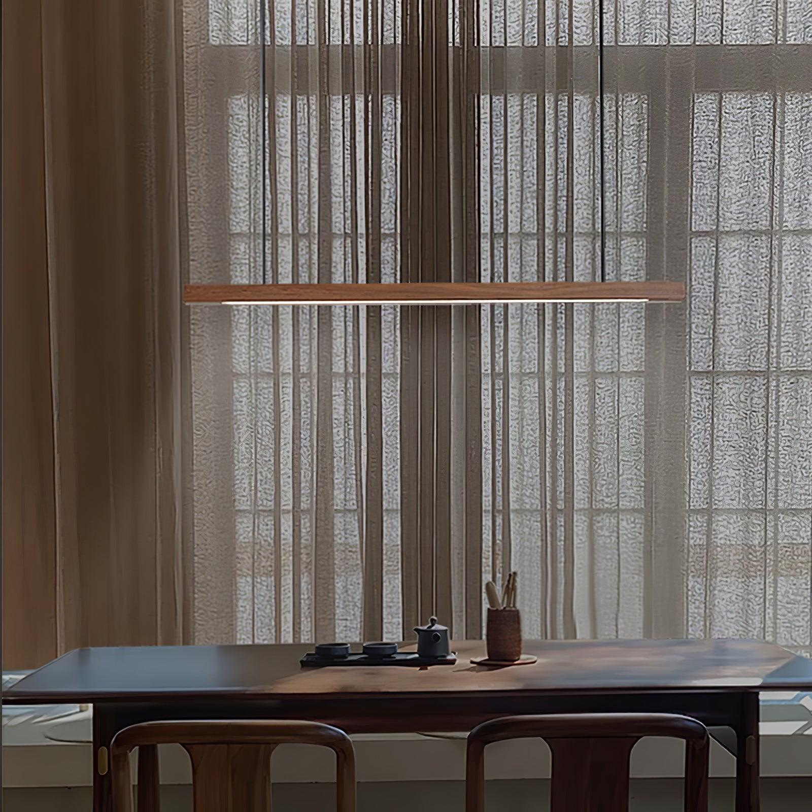 LED Pendelleuchte Holz länglich, Moderne Hängelampe Esszimmer