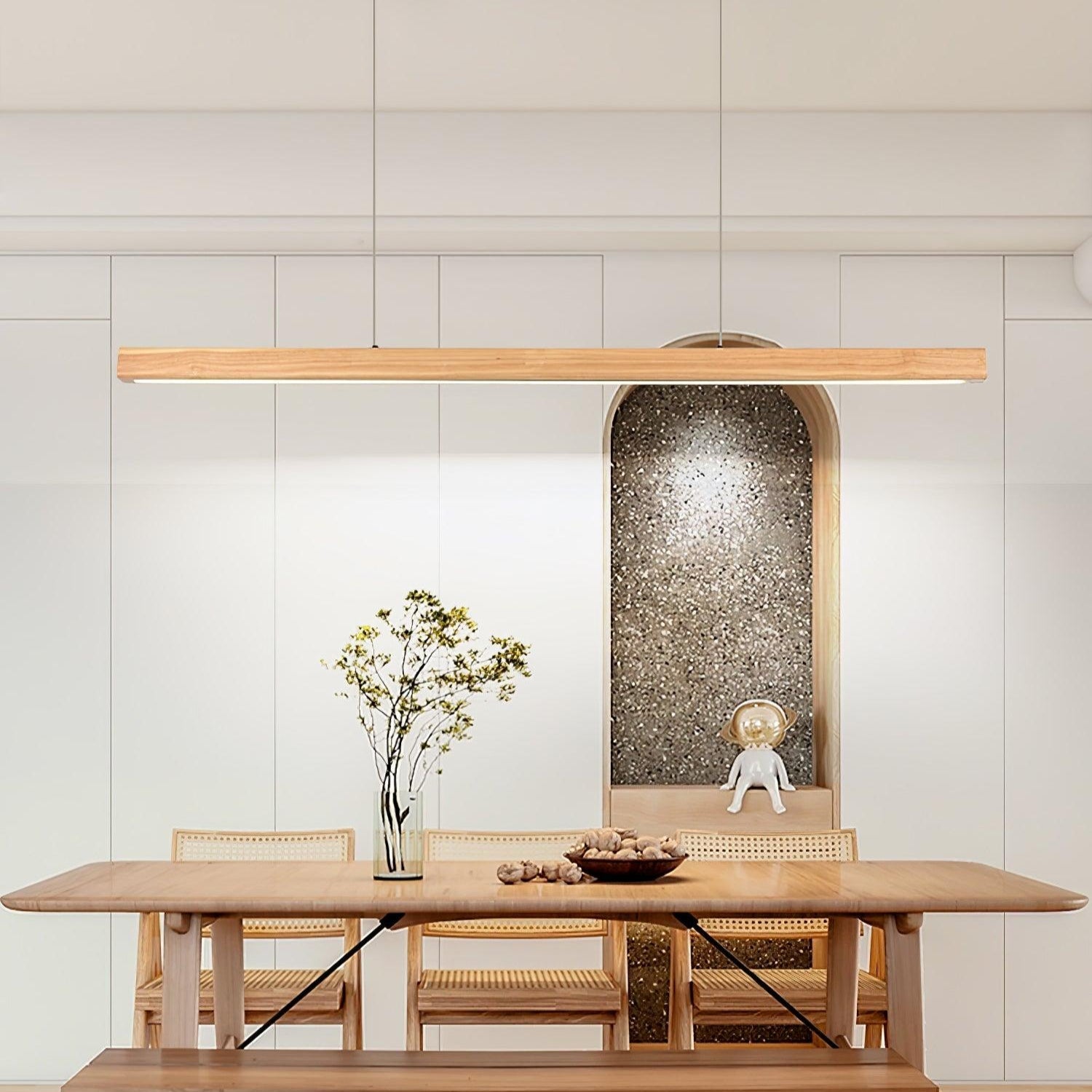 LED Pendelleuchte Holz länglich, Moderne Hängelampe Esszimmer