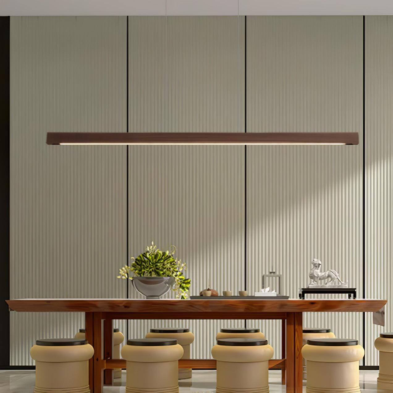 LED Pendelleuchte Holz länglich, Moderne Hängelampe Esszimmer