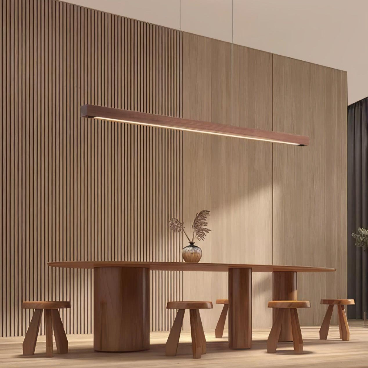 LED Pendelleuchte Holz länglich, Moderne Hängelampe Esszimmer