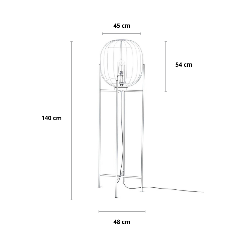 Stehlampe Glas Schwarz, Design Stehleuchte E27 Amber/Smoke 100/140 cm