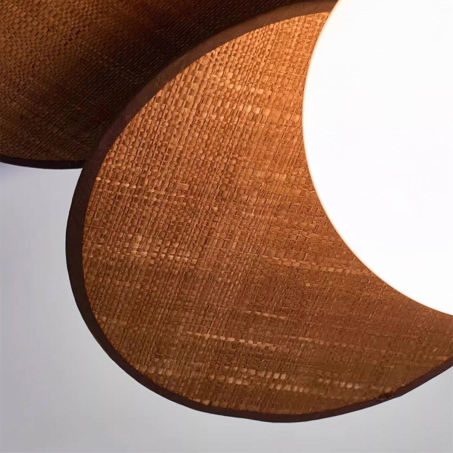 Pendelleuchte Rattan Natur Ø45 cm, Boho Hängeleuchte Handgefertigt