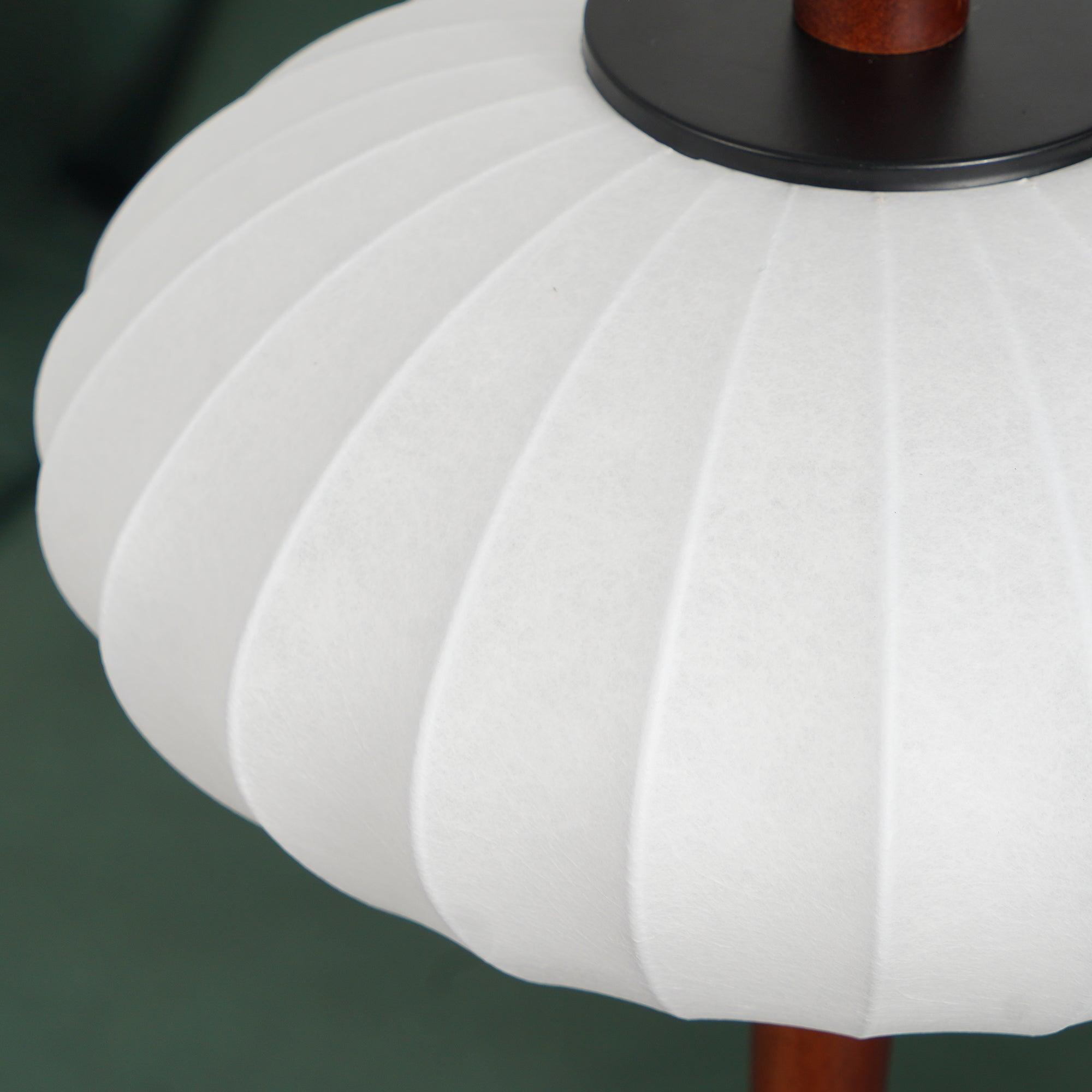 Stehlampe Stoff Holz Rund, Design Stehleuchte Skandinavisch E27