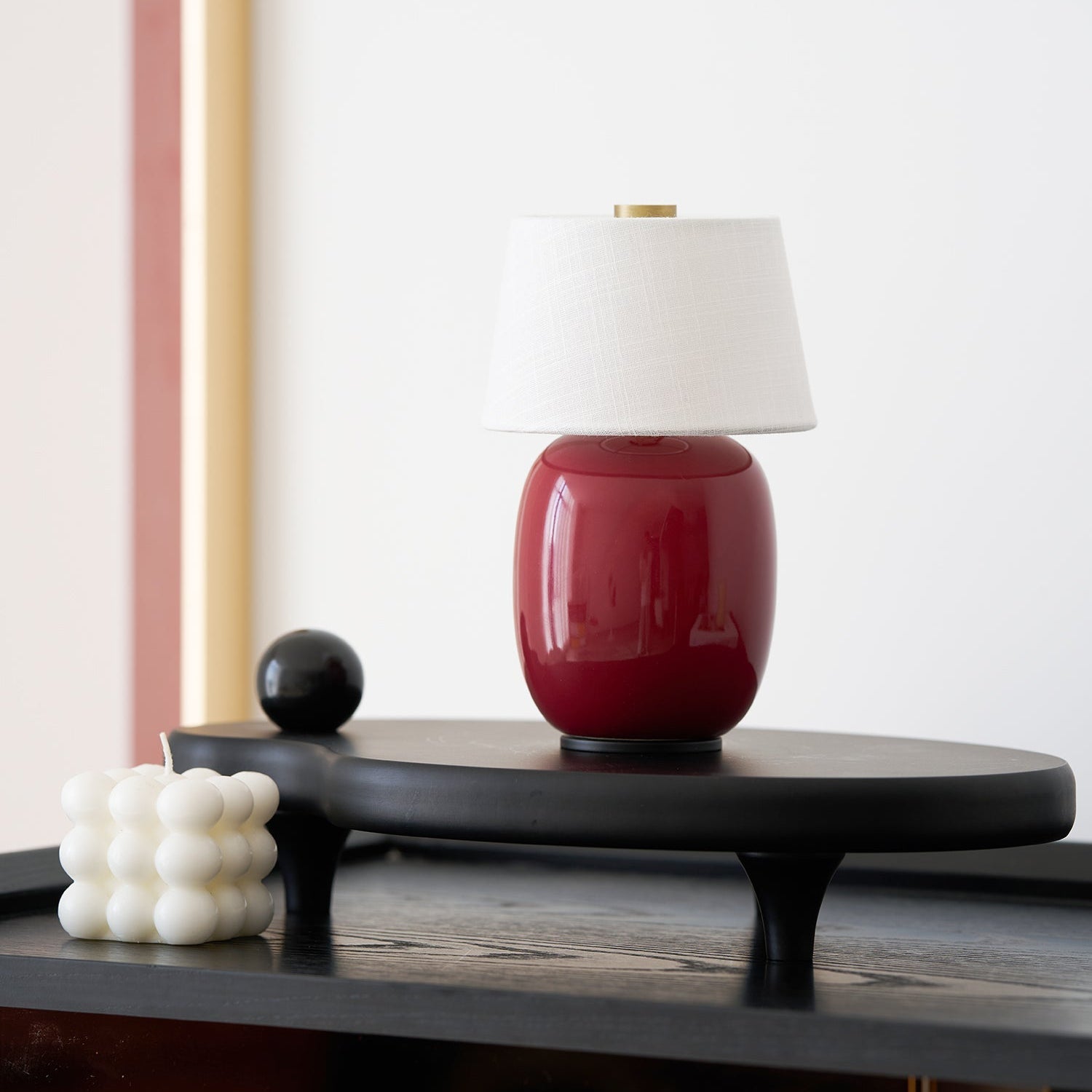 Keramik Tischlampe Stoff Schirm, Dimmbar Touch LED Warmweiß mit USB Anschluss