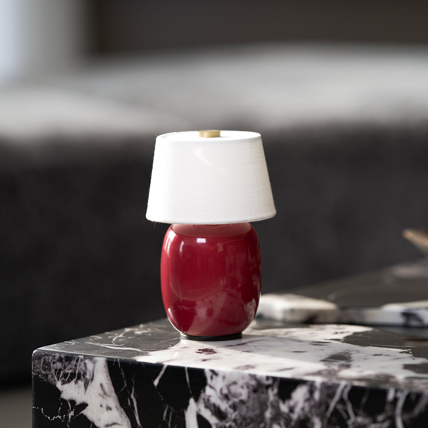 Keramik Tischlampe Stoff Schirm, Dimmbar Touch LED Warmweiß mit USB Anschluss