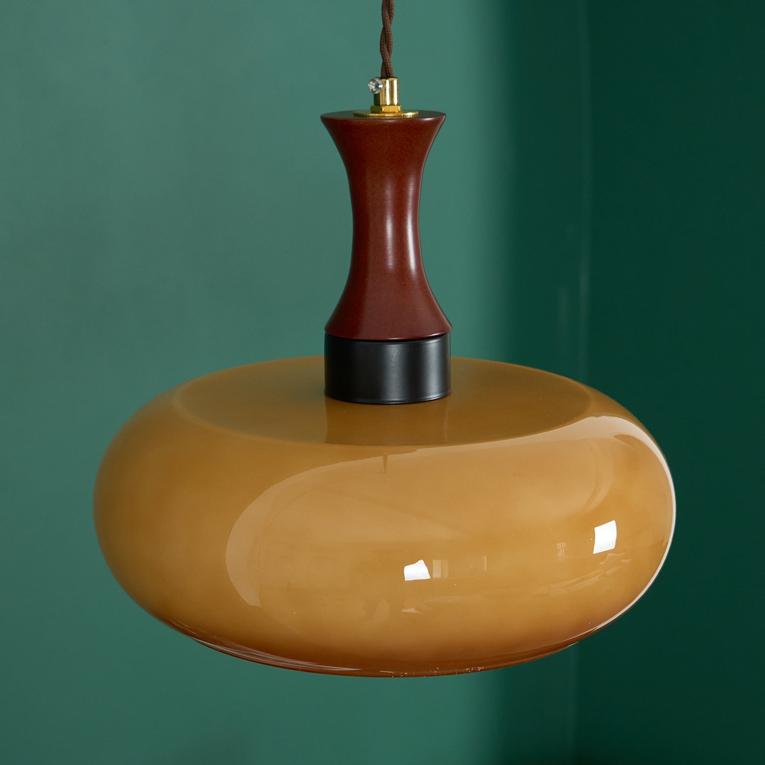 Pendelleuchte Glas Vintage Braun, Plug In Dimmbar Höhenverstellbar E27