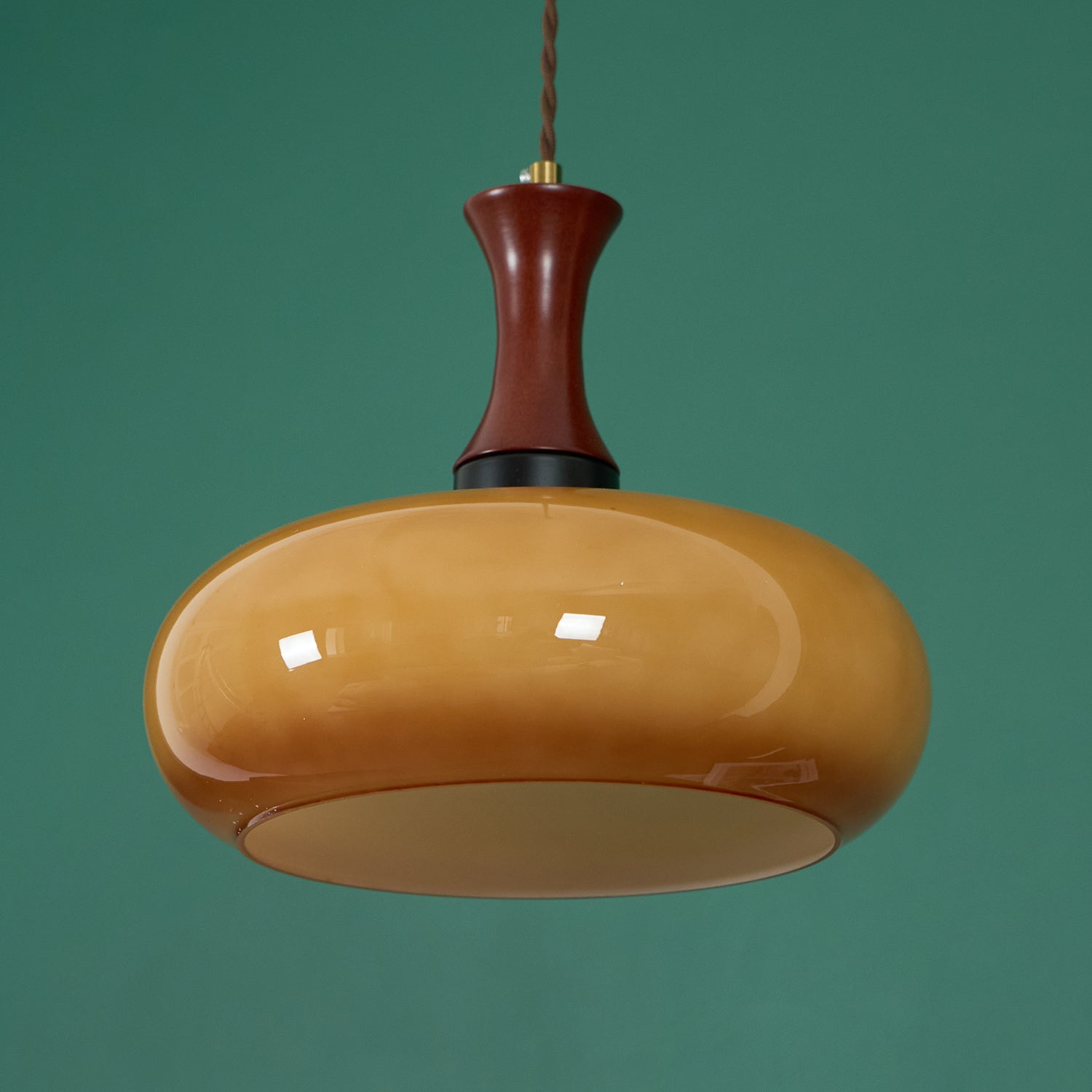 Pendelleuchte Glas Vintage Braun, Plug In Dimmbar Höhenverstellbar E27