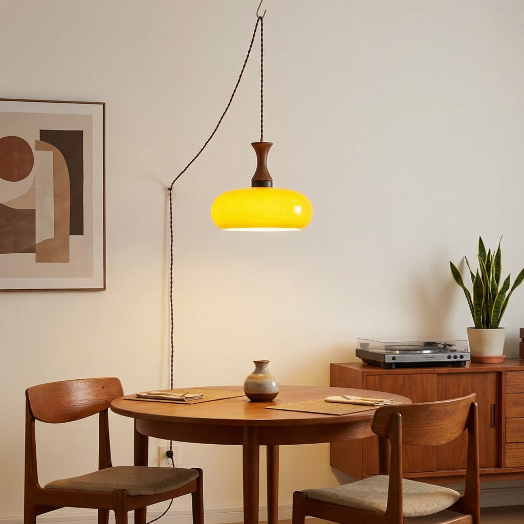 Pendelleuchte Glas Vintage Braun, Plug In Dimmbar Höhenverstellbar E27