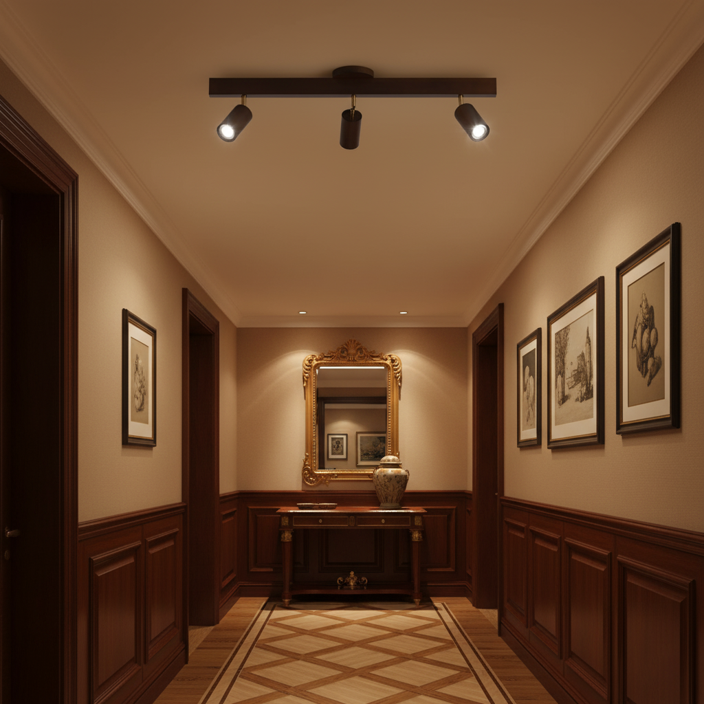 LED Schienenleuchte Holz Gold, Deckenstrahler Linear 42–120 cm
