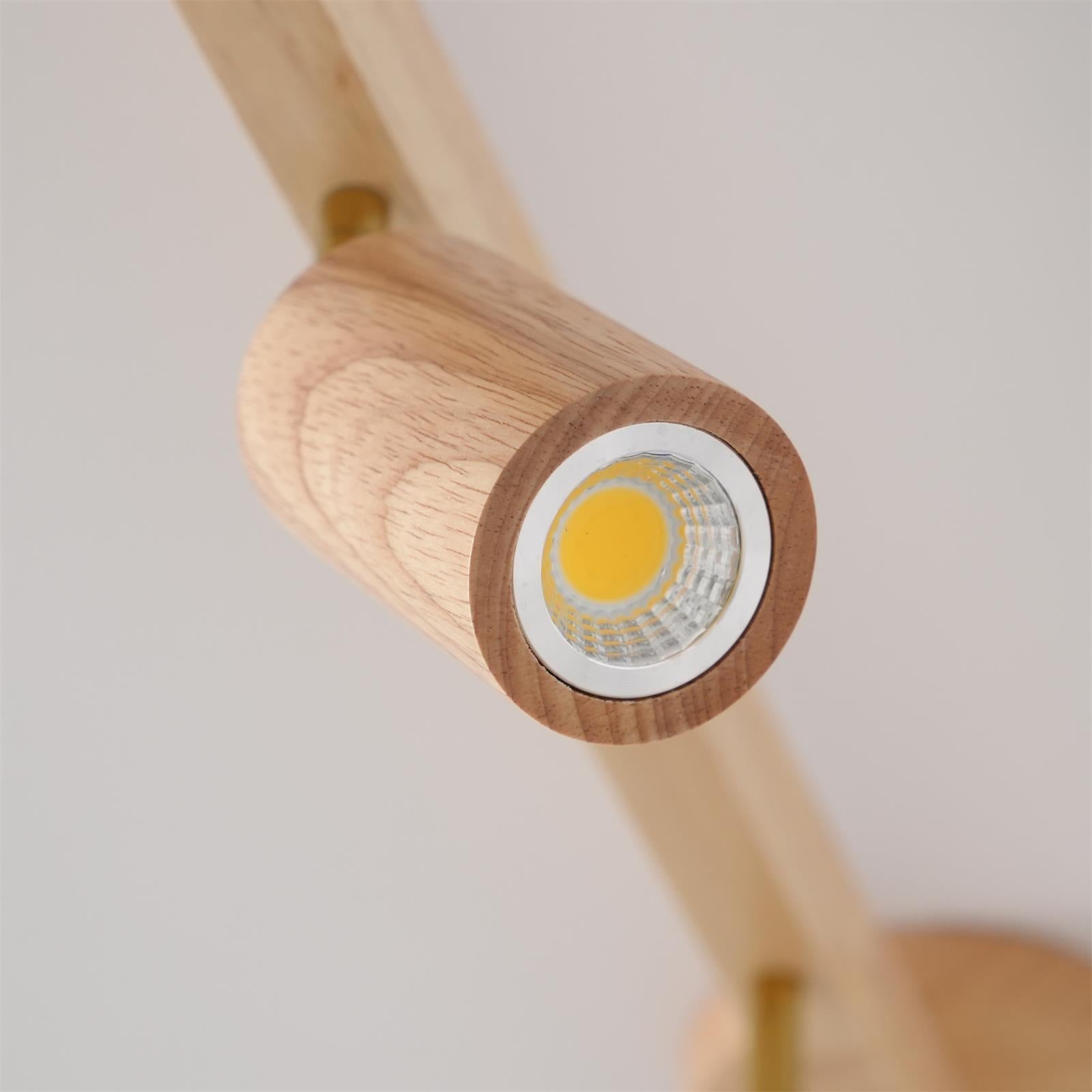 LED Schienenleuchte Holz Gold, Deckenstrahler Linear 42–120 cm