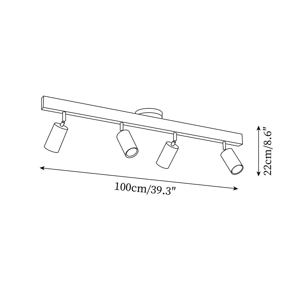 LED Schienenleuchte Holz Gold, Deckenstrahler Linear 42–120 cm