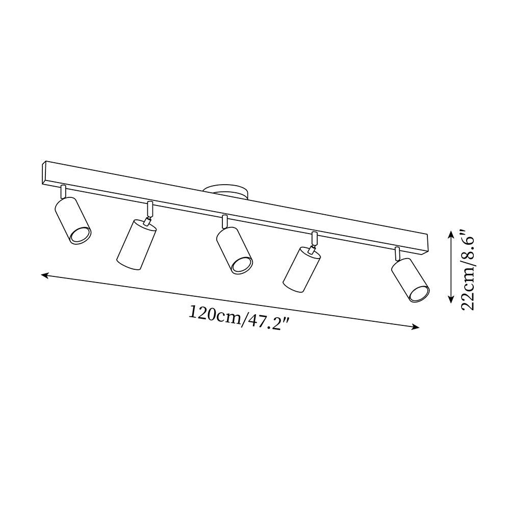 LED Schienenleuchte Holz Gold, Deckenstrahler Linear 42–120 cm