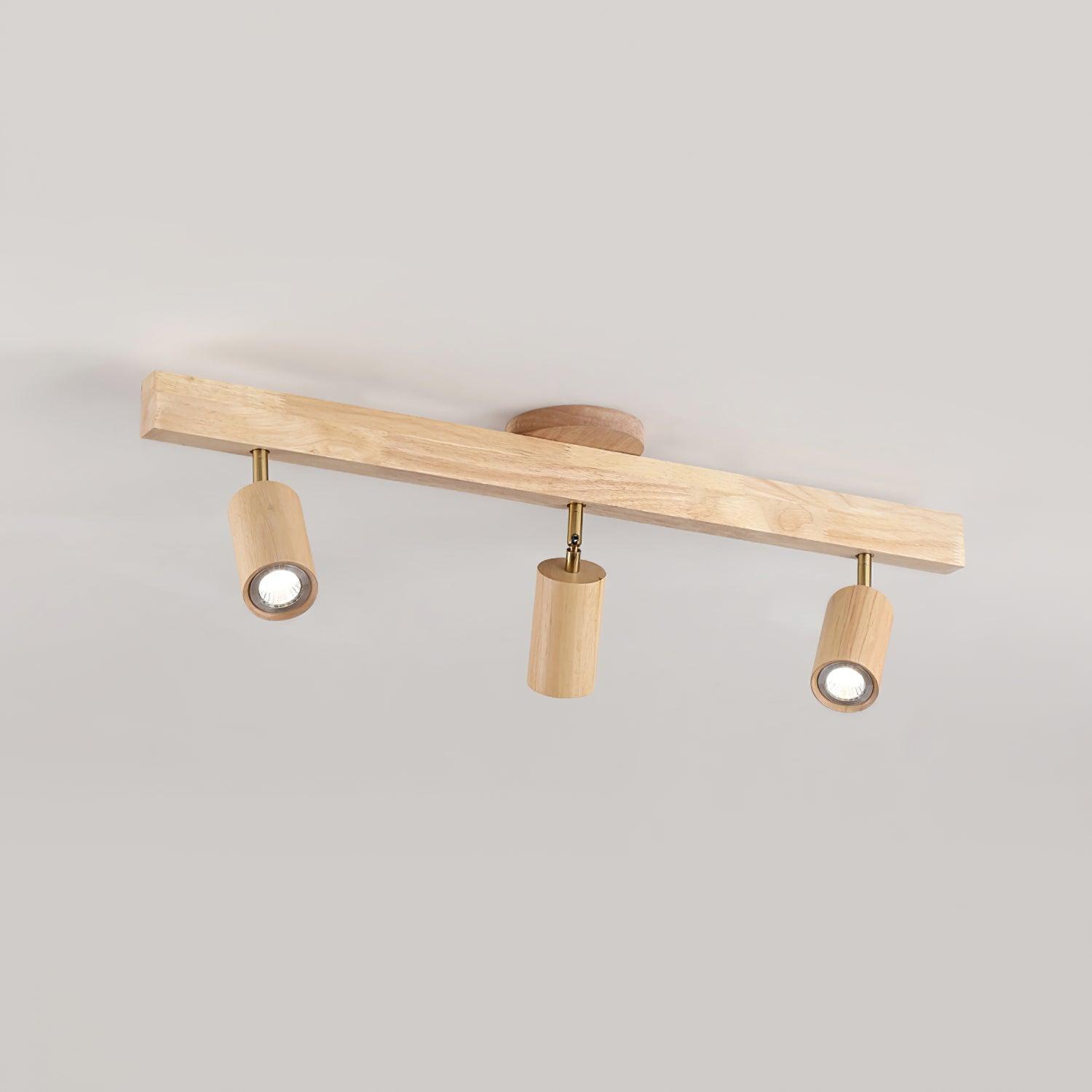 LED Schienenleuchte Holz Gold, Deckenstrahler Linear 42–120 cm