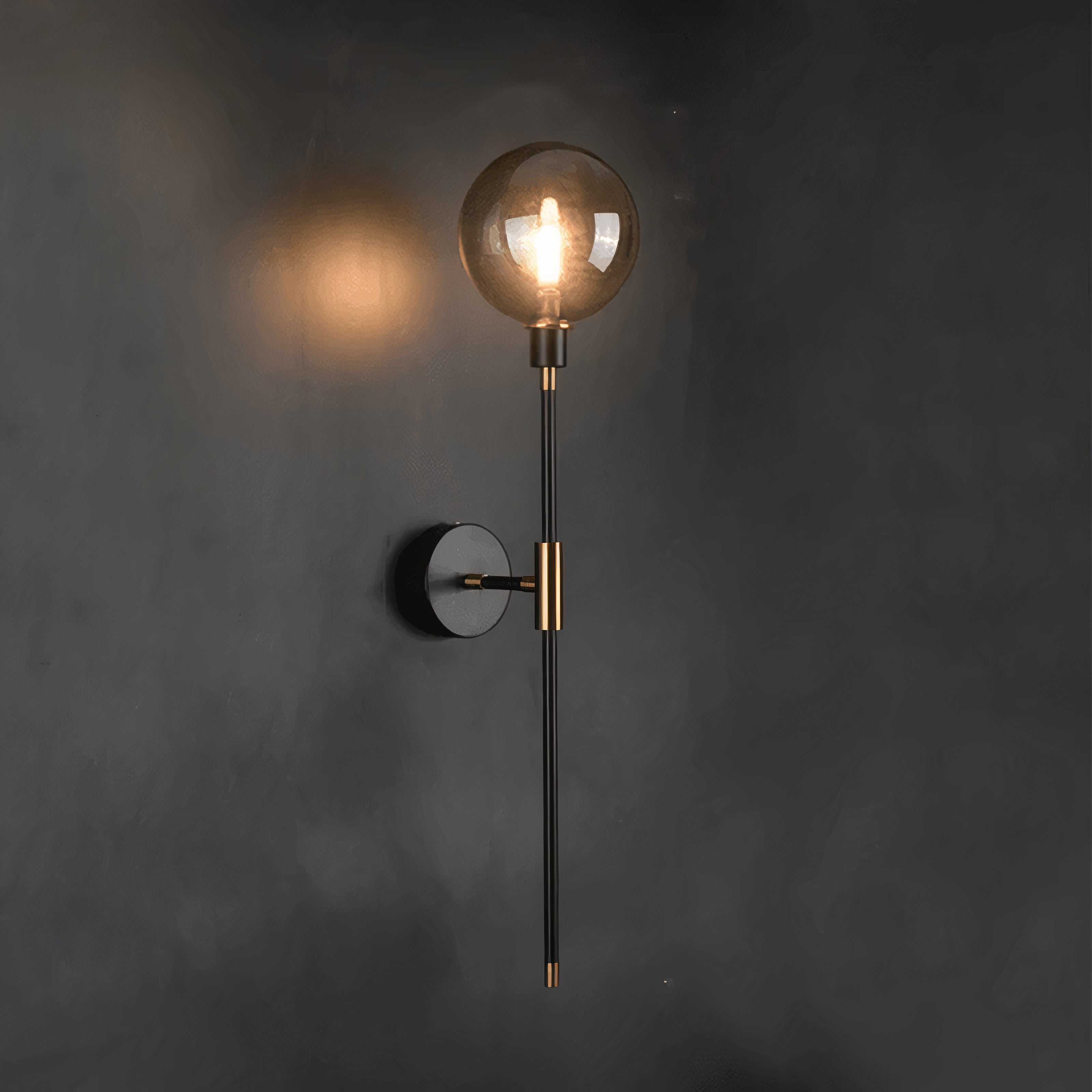 Glas Wandleuchte modern, Wandlampe klar grau amber