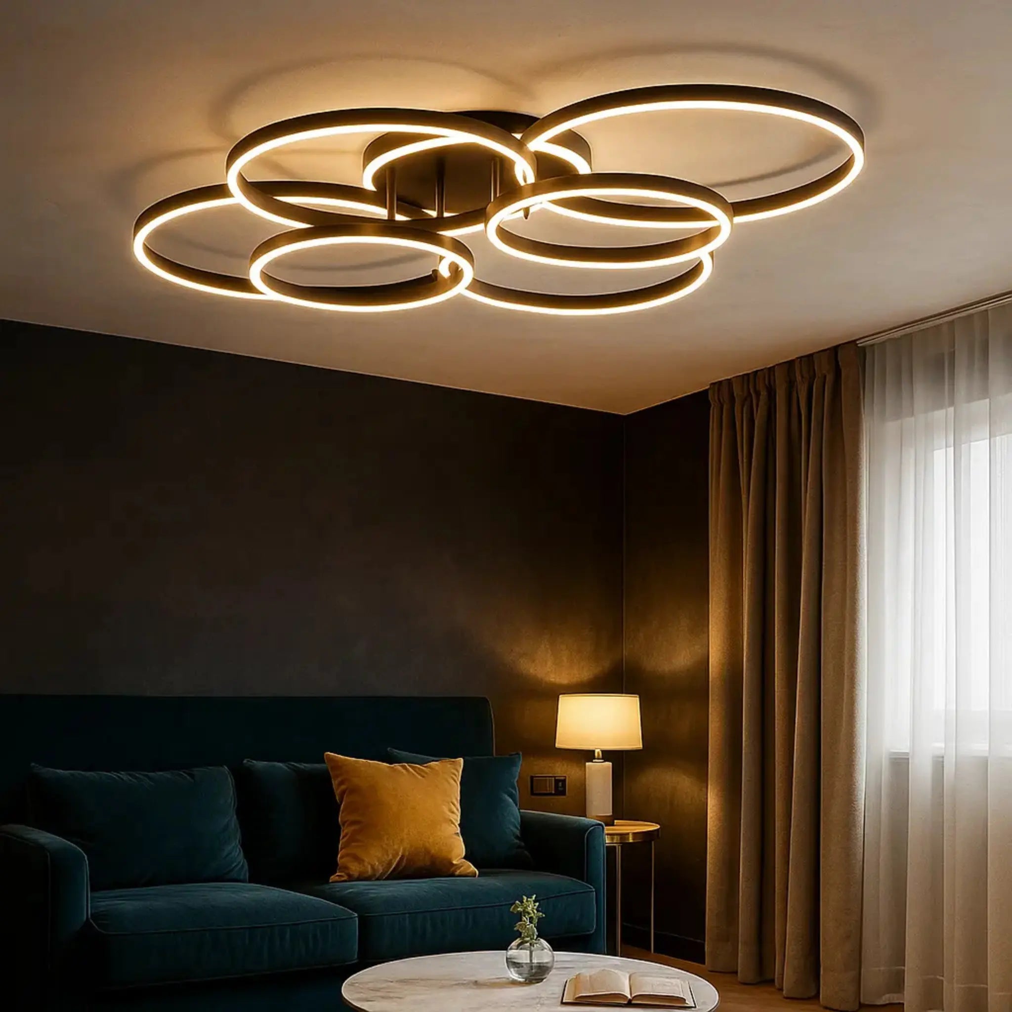 LED Deckenleuchte Mehrflammig Schwarz Gold, Moderne Deckenlampe Dimmbar