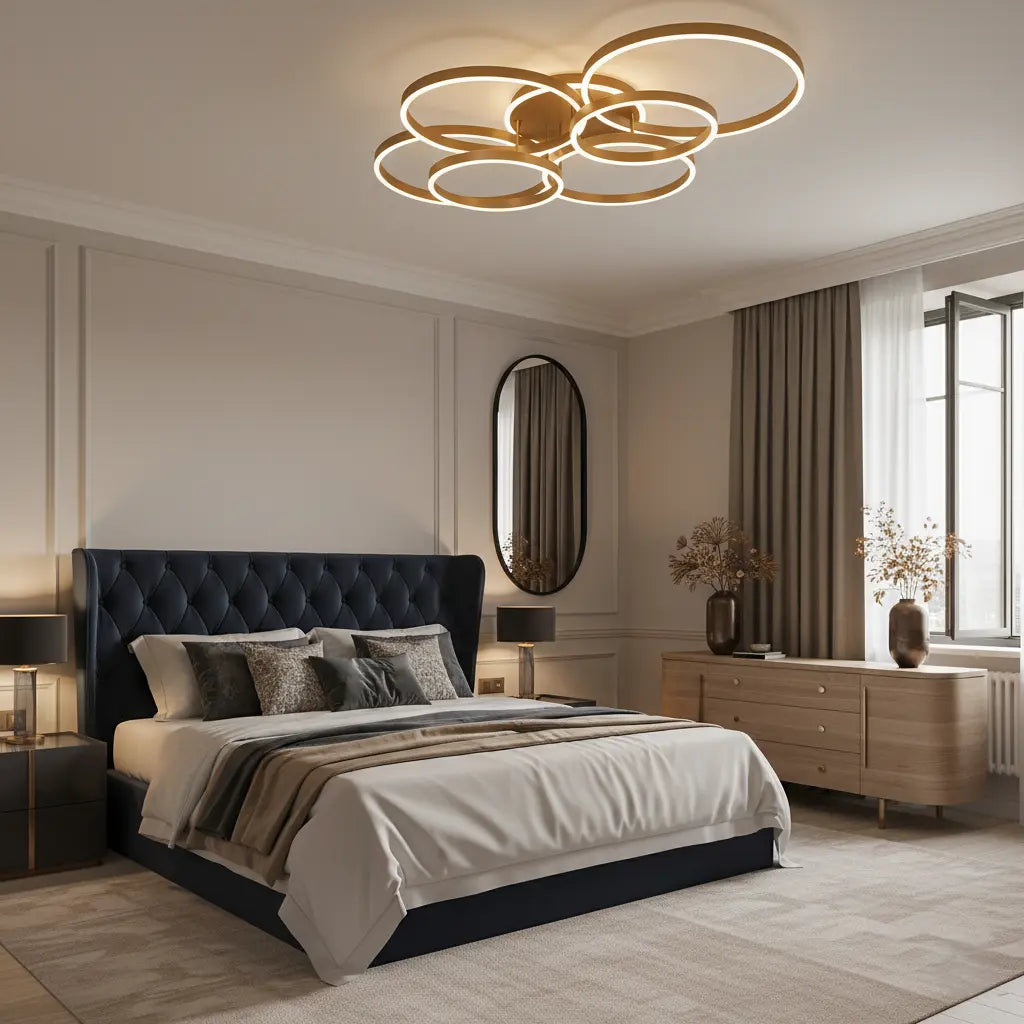 LED Deckenleuchte Mehrflammig Schwarz Gold, Moderne Deckenlampe Dimmbar