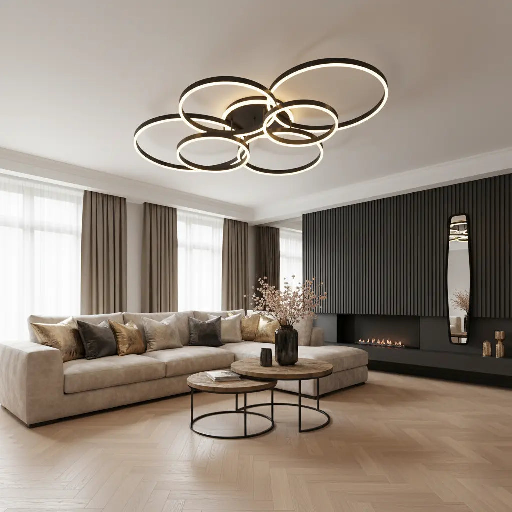 LED Deckenleuchte Mehrflammig Schwarz Gold, Moderne Deckenlampe Dimmbar