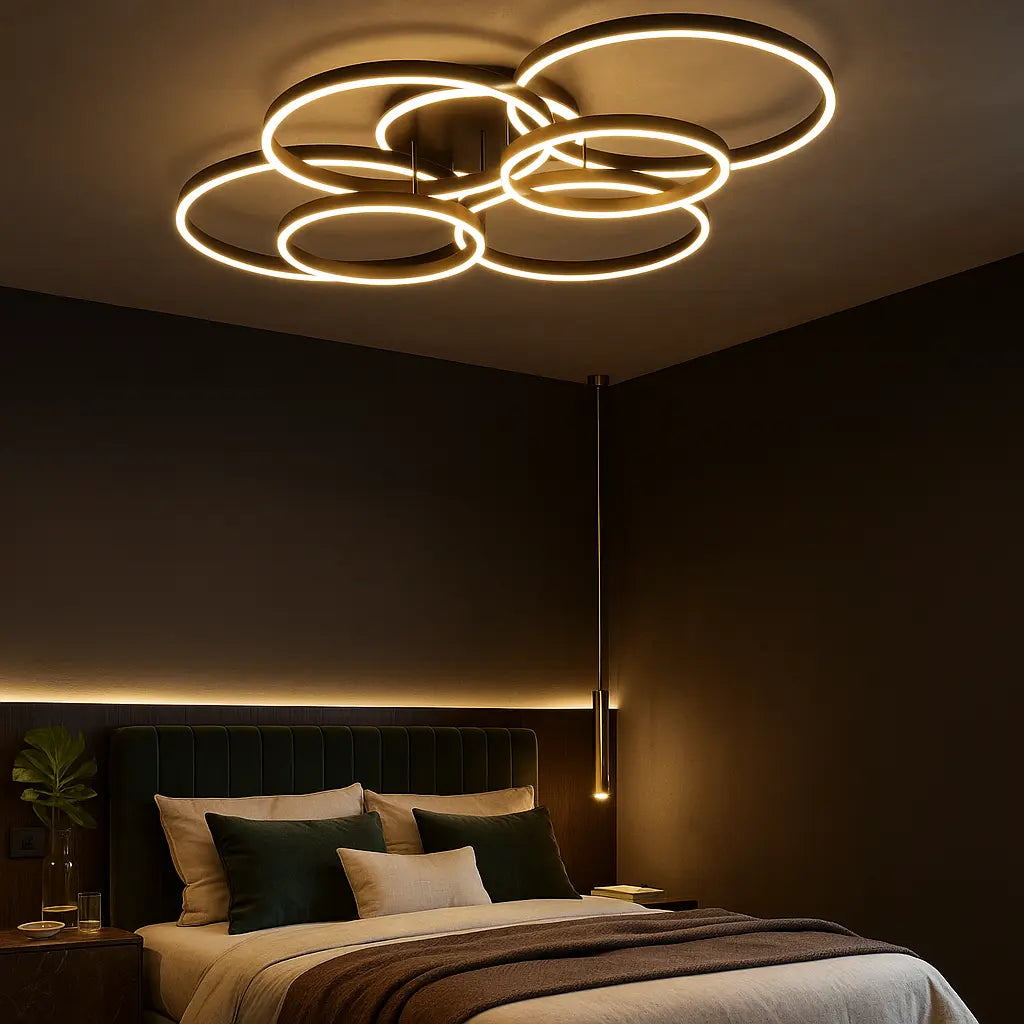 LED Deckenleuchte Mehrflammig Schwarz Gold, Moderne Deckenlampe Dimmbar