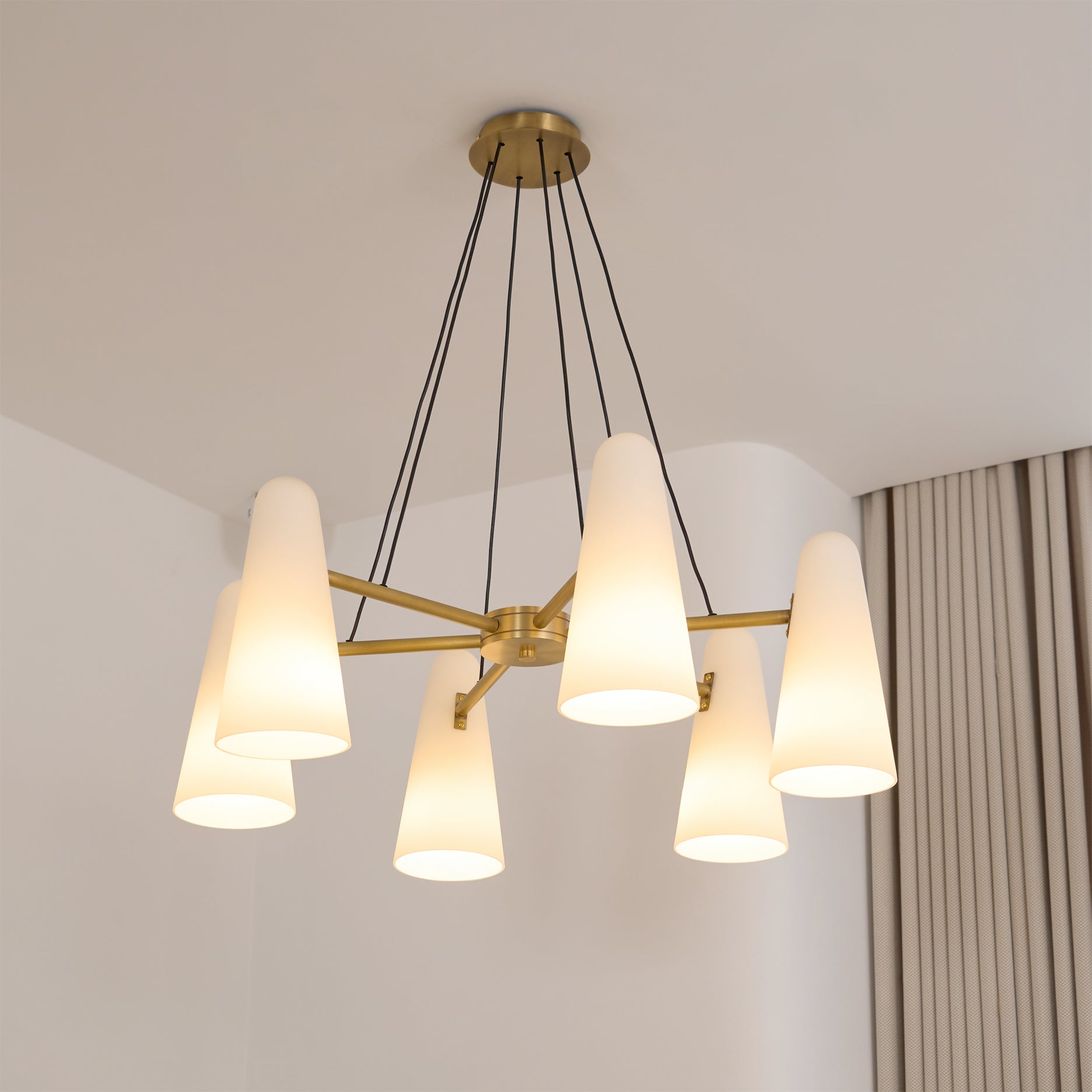 Kronleuchter Glas Messing, Vintage Design Dimmbar